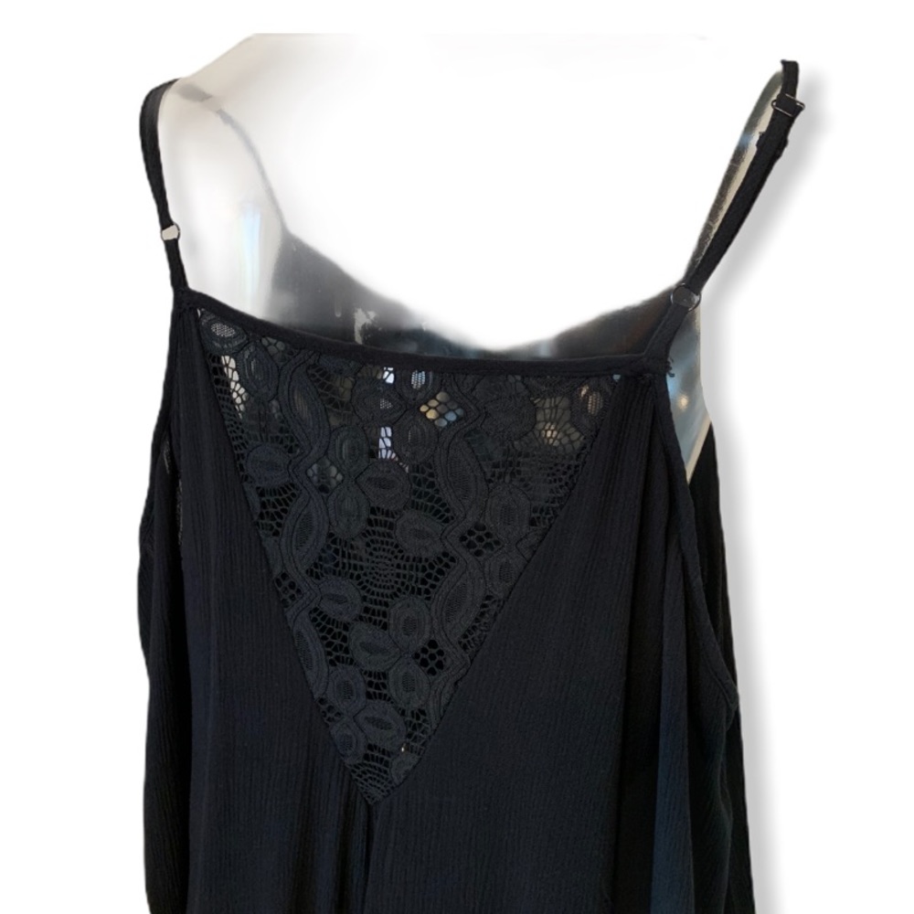 *4-4-20* Xhilaration Black Cold Shoulder Lace Back Dress M - Picture 3 of 4